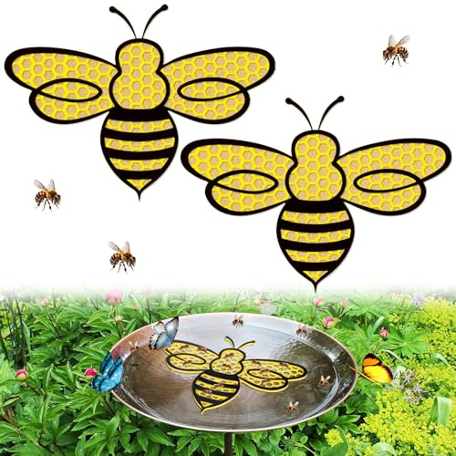 2PCS Bee Shaped Floating Island, Bee Watering Station, Bee Floating Pollinator Island, Bee Feeder for Garden, 3D Printed Bees Drinking Station for Outdoor Garden Decor Thirsty Pollinators