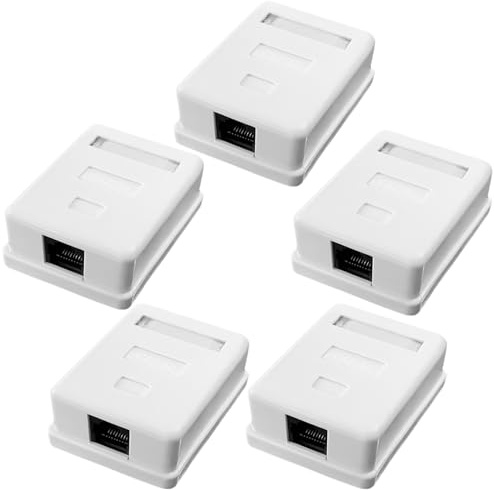 5 X CAT 6A Aufputz Netzwerkdose 1 Port, RJ45 Buchse geschirmt Aufputz Montage 10 Gbit/s Ethernet Netzwerk LAN Aufputzdose- Netzwerkkabel Internetdose Set, Weiß
