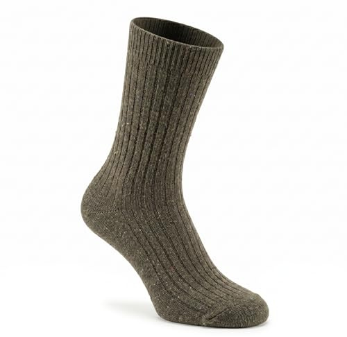 YUN 3 Pairs Men's Pure 100% Wool Traditional Crew Warmer Boot Winter Socks Forest Green