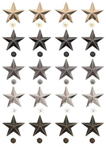 Okjhfd 20 rivets en alliage star set 5 étoiles pointues étoiles décorations de cuircraft 31 mm argent en argent noir bronze argent antique