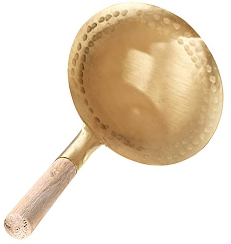 Luxshiny Cucchiaio Per Servire Tofu in Rame 12cm Impugnatura Antiscivolo Mestolo Portatile Per Cucina Domestica Utensile Multifunzionale Per Zuppe e Piatti Asiatici