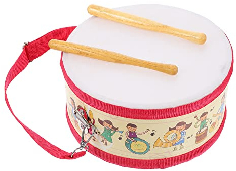 minkissy Doppelseitiges Trommelspielzeug für Kinder Pädagogisches Musikinstrument Cartoon Trommel Spielzeug für Kleinkinder für Musikalische Frühförderung