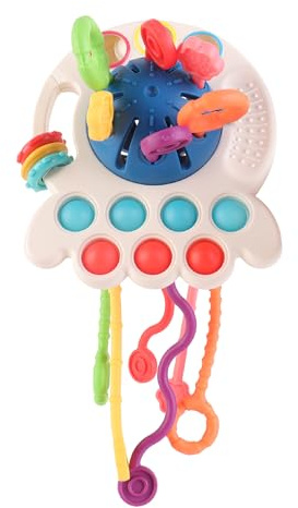 SUPERBE BEBE Jouet Montessori Sensoriel, Hochet d'Éveil avec Textures Variées, Jouet de Dentition et Motricité pour Bébé dès 18 Mois