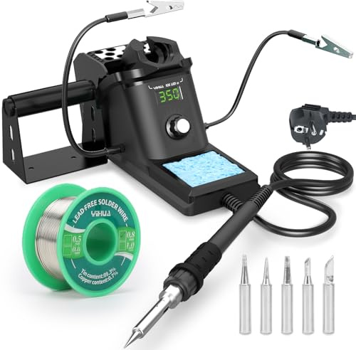 YIHUA 926LED III Lötstation-Set mit 10-in-1 Helfende Hände, Lötzinnspender, Bleifreiem Lötzinn, 5 Lötspitzen (EU Plug)