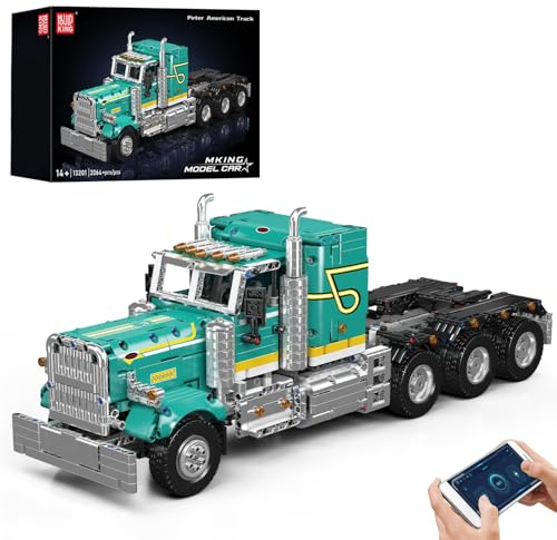 Mould King 13201 Technik American Truck Spielzeugauto Modellbausatz - Klemmbausteine Klassischer LKW Bausteine Auto Konstruktionsspielzeug Set Geschenke für Erwachsene ab 14 Jahren (2064+ Teile)