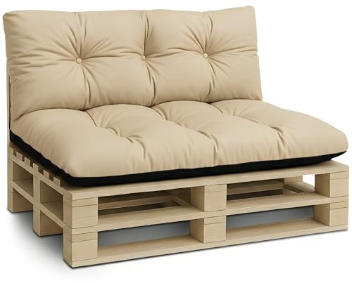 Amazinggirl Palettenkissen Outdoor Kissen 2er-Set Palettenkissen - Auflagen für Paletten Europaletten Palettensofa und Palettenmöbel Palettenpolster Outdoorkissen Gartenkissen Beige