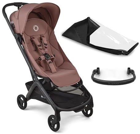 Bugaboo Butterfly 2 Silla de Paseo de Viaje – Pack con Barra de Seguridad y Cubierta para Lluvia – Ligera, Plegable a Una Mano y Asiento Reclinable, de 6 meses a 4 Años – Dusty Pink