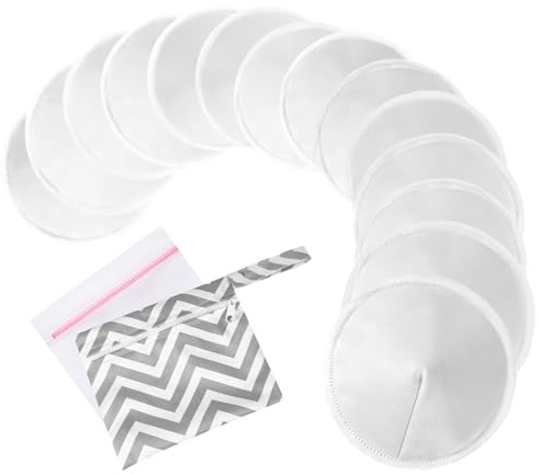 Oiomniv Bio Wiederverwendbare Stilleinlagen 14er Pack, Waschbare Stillpads | Aus Bambus-Viskose, Weich und Saugstark, Hautfreundlich und Nachhaltig, mit Wäschesack und Reisebeutel für Stillzeit