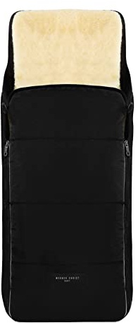 Sacco a pelo per passeggino CORTINA in pelle di agnello medicale di WERNER CHRIST BABY – Sacco estraibile (2-in-1) universale termico per bambini, in nero