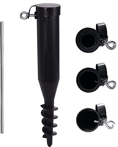 WINSOME Plastic Ground Spike Rotary Washing Line - Screw In Earth Anchor Clothes Dryer Pole Base - Beach Parasol Holder Soil Stand