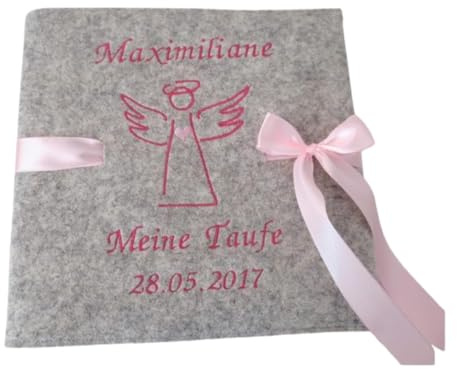 Fotoalbum Kind/Baby Album Name Mädchen Geburt Wollfilz 26 cm x 25 cm