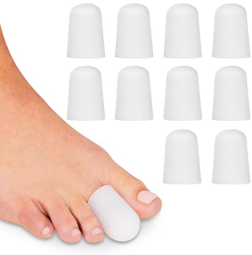 ViveSole Silicone Toe Protectors (10 Pack) - Gel Big Toe Caps, Breathable Covers, Sleeve Bunion Pads - Cushion Guards for Protection of Ingrown Toenails Corns Calluses Blisters