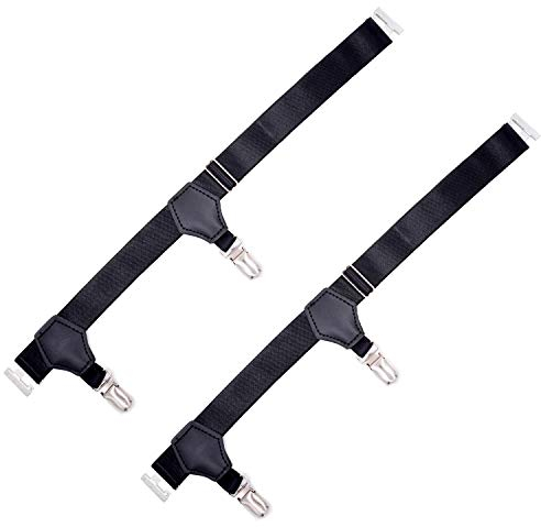 DonDon Tirantes con soporte para calcetines elástico y largo ajustable negros 2 piezas