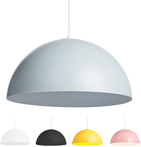 L+ Hängelampe grau Pendelleuchte Modern minimalistisch Hängelleuchte Fassung E27 Lampenschirm Modern Metall grau 40cm