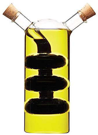 Suministros de Cocina Vidrio Ecológico Botella de Aceite Oliva Vinagrera, 2 en 1 Aceite y Vinagre Dispensador 300ml / 80ml Vinagre de Botella Vidrio