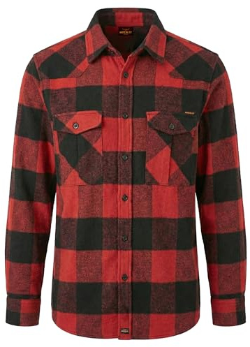 ROCK-IT Apparel Camisa de Franela para Hombre Manga Larga I con Bolsillos y Botón Delantero I Tejido Muy Suave I Camisa Leñador a Cuadros para Hombre [TallasS-5XL] Rojo Negro Rojo M