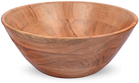 Samhita Cuenco de frutas de madera de acacia para frutas o ensaladas, plato de servir se ve absolutamente hermoso con tu cocina (25,4 cm x 25,4 cm x 10,16 cm)