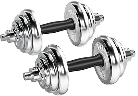 GEREP 2in1 Hanteln Set Verstellbar Kurzhanteln mit Verbindungsstahlrohr Kurzhanteln Langhanteln Kugelhantel Hantelset Dumbbell/Silber / 2×5kg