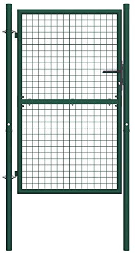 vidaXL Cancello per Recinzione Robusto Durevole Privacy con 2 Pali Serratura e Chiavi Ingresso Pedonale in Acciaio 100x175 cm Verde