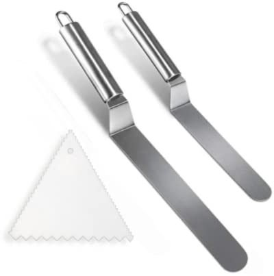 Spatule Pâtisserie Ustensile Inox à Palette pour Glaçage et Lissage de Pâte à Sucre, Crêpes et Gâteaux
