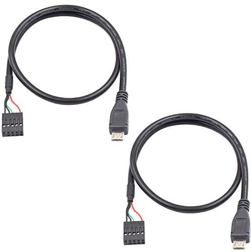Duttek Micro USB to USB Header Dupont Cable, Micro USB Male to 9 Pin Female USB Header PCB Motherboard Dupont USB Extension Connector Cable 50CM/1.64FT (2-Pack)
