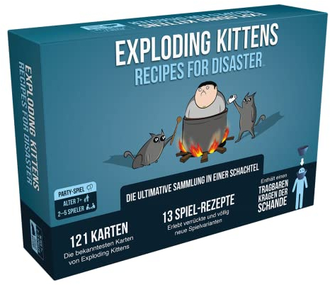Asmodee Exploding Kittens, Exploding Kittens – Recipes for Disaster, Partyspiel, Kartenspiel, 2-5 Spieler, Ab 7+ Jahren, 15 Minuten, Deutsch
