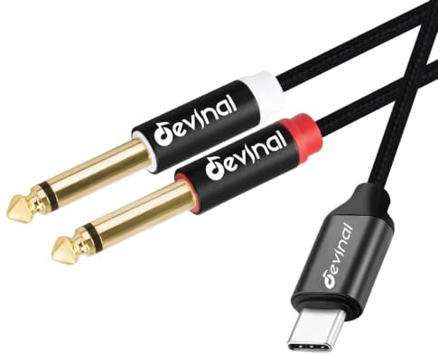 Câble audio stéréo USB C vers 6,35 mm pour smartphones, tablettes et ordinateurs portables pour connecter des amplificateurs, des tables de mixage et des haut-parleurs, 2 m