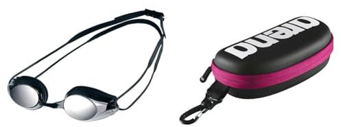 ARENA Tracks Mirror Anti-Fog Wettkampf Schwimmbrille Unisex für Erwachsene & Brillenetui Hardcase, Schwarz