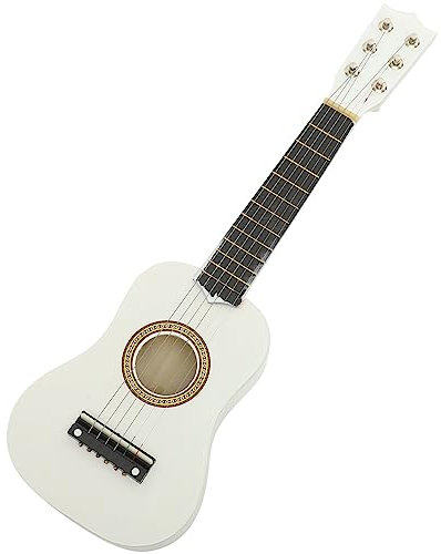 Beavorty Kinderakustikgitarre Ukelele Kleine Gitarre 6-saitige Gitarre Anfängergitarre Für Kinder Klassische Akustische Gitarre 21 Zoll Anfängergitarre Weiß Puppenhaus Hölzern Student Musik