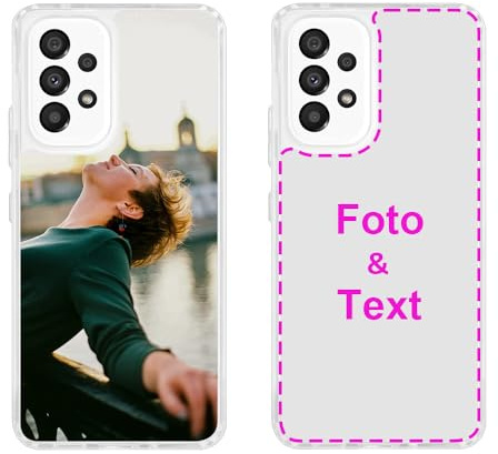 MXCUSTOM Personalisierte Handyhülle für Samsung Galaxy A53 5G, Benutzerdefiniert Hülle mit Eigenem Foto Bild Text Schutzhülle [Weicher Polsterstoßfänger + Harter Rückseite] (HC1-CR-P1)
