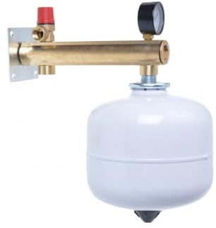 Aqbau® Set Membran Ausdehnungsgefäß 12 Liter mit Sicherheitsgruppe Messing für Trinkwasser Druckausgleichsbehälter Ausgleichsbehälter Weiss Druckbehälter Membran Für geschlossene Kreislauf