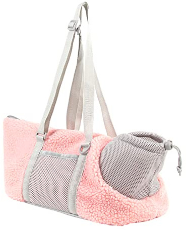 SIQITECH Hundetragetasche mit verstellbarem Schultergurt Hundetasche Winter Warm Umhängetasche Haustiere Faltbar Transporttasche katzentasche Atmungsaktive Reise Träger für Katze Welpen unter 4kg