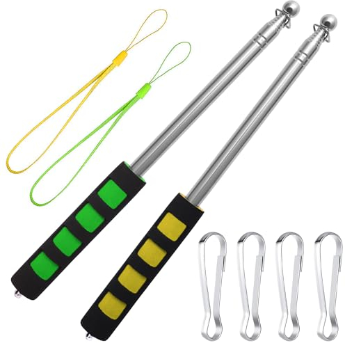 FL HUA 2 Pezzi Asta Telescopica per Bandiere, 1,6 m Asta della Bandiera Acciaio Inox, Aste per Bandiere Stadio Telescopiche, Asta Telescopica Portatili per Insegnanti Guida Turistica
