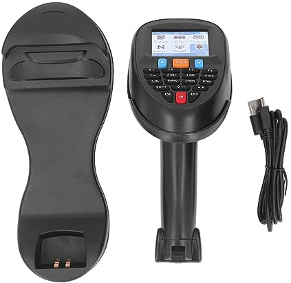 Kabelloser 2,4 GHz Barcode Scanner mit 2,2 Zoll LCD Display - Tragbarer CCD Scanner für Inventur und Bestandszählung - Inklusive Ladestation Datensammler für Lager und Einzelhandel