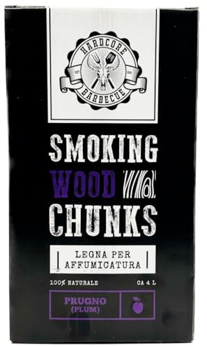 BBQ CHUNK PRUGNO - PLUM - Legna per affumicatura HARDCORE BARBECUE essenza alla prugna - Pezzi di legno per affumicare - Circa 1,5 Kg