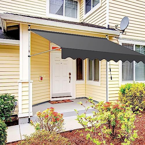 Klemmmarkise mit Handkurbel Balkon,Balkonmarkise ohne Bohren,Markise UV-beständig & höhenverstellbar, Sonnenschutz wasserdicht Terrassenüberdachung, einfache Montage 4M F