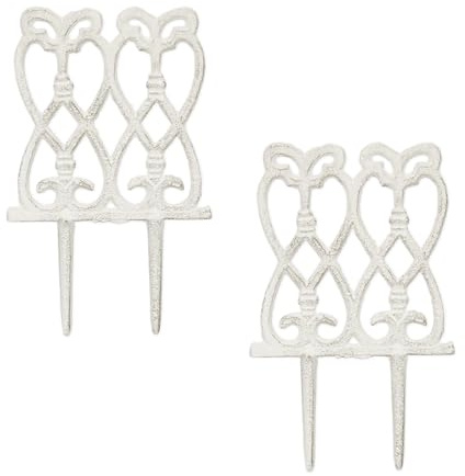 Relaxdays Barrière de Jardin, Fonte Fer, à Planter, Design Antique, 20 éléments chacun HL 25 x 14,5 cm, Blanche