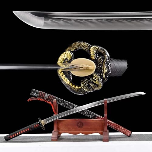 103cm Katana aus T10-Stahl mit handgebranntem Flammenmuster,handgeschmiedetes Samurai-Schwert mit Holzscheide,Japanisches Schwert für Geschenke,Sammeln,Ausstellen,Kampfsport,Kendo,Cosplay,schmücken