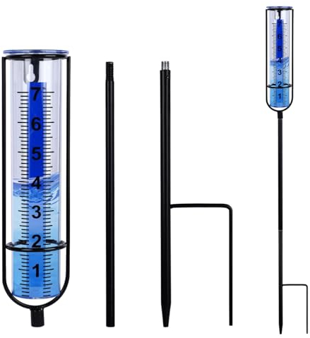 Regenmesser für Garten,17.8cm,Regenmesser mit Erdspieß,Outdoor Regenmesser Regenwassermesser,Abnehmbarer Regenmesser,für Rasen,Hof und Garten,wetterbeständig Anti Kälte und Anti Riss,Anti Deformation