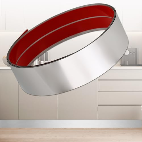 Coengwui Edelstahltrittplatte, selbstklebende Trittplatten-Basisschutzabdeckung, Fußleistenverkleidung für Wand, Tür, Küchenschrank, Geschirrspülerfuß - Kratzschutz (3m x 10cm, Glänzendes Silber)