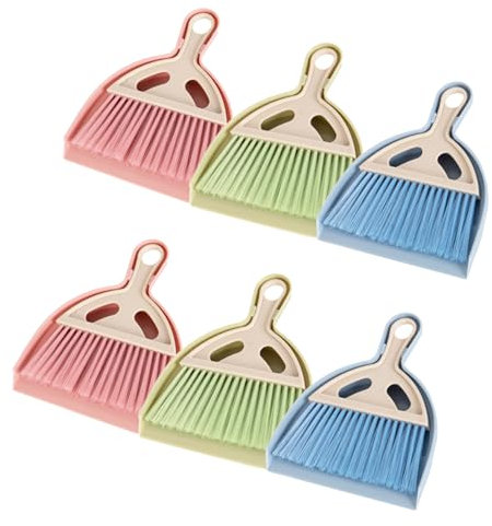 Lot de 6 petites pelles à poussière et balayettes gigognes avec poignée, mini balai à main et pelle à poussière pour nettoyer la maison, la salle de classe, le comptoir, le clavier, la voiture, la