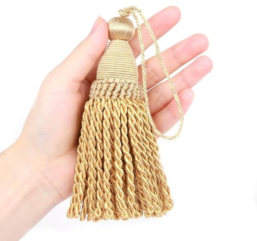 Fenghuangwu 4 Stück 15,2 cm große Schlüsselquasten mit 10,9 cm Schlaufe, elegante, handgefertigte Quasten (Mix Gold)