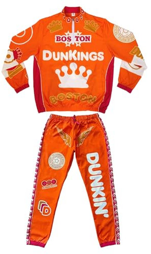 Aksah Fashion Men's Ben Affleck Dunkings 2 Piece Outfits Orange Tracksuit Pullover Sweatshirt Sweatpants Costume