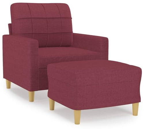 HETFTJN Koltuk Takimi Sofas & Couches Wohnzimmer Couch Camping Couch - Sessel mit Hocker Weinrot 60 cm Stoff für Schlafzimmer Jugendzimmer Relaxationsraum Sitzzimmer
