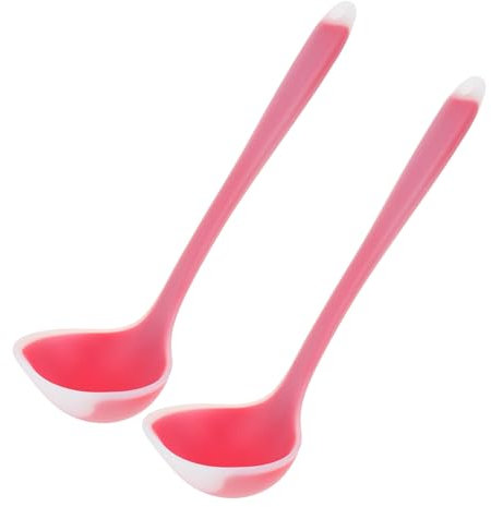 SHOWERORO Silicone Soup Ladle Spoons Set 2 Pcs Large Serving Spoons Smooth Edges Food Grade Easy to Use