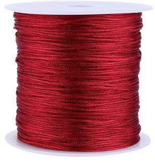 109 Iarde 0,8 mm Cordoncino di Raso di Nylon, Cordoncino di Rattail Cordoncino di Seta di Nylon Filo per perline Cordino di Raso Macrame Rosso per Braccialetti Collana Creazione