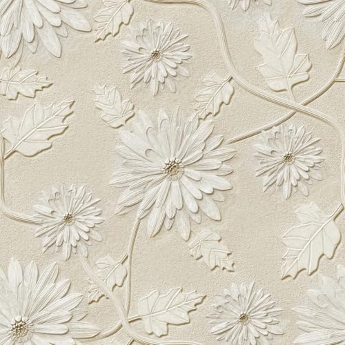 Alzkkll 3D-Relief-Belüftungsfreie Blume Tapete 44,5CM x 3M Kontakt-Papier Abnehmbar Wasserdicht Dekorative Vinyl Selbstklebende Tapete geeignet für Küche, Bad, Schlafzimmer, Wohnzimmer