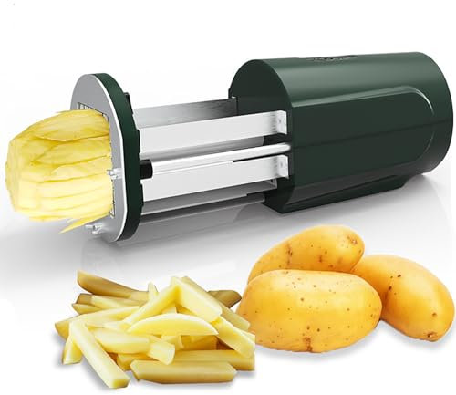 Cortadora Eléctrica de Papas Fritas, Cortadora de Patatas, Cortadora Eléctrica de Patatas de Acero Inoxidable, Cortadora Chipper, Cuchillas de 2 Tamaños, Uso Comercial y Doméstico, para Patatas