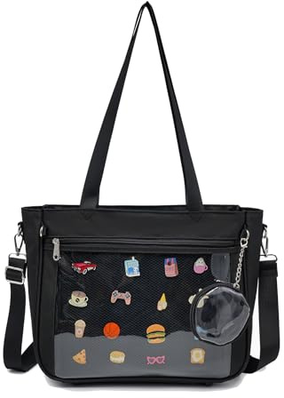 CHERRY SAUCE Ita Bag Umhängetasche aus Segeltuch, Umhängetasche, Rucksack, Kawaii-Geldbörsen und Handtaschen mit Pin-Display