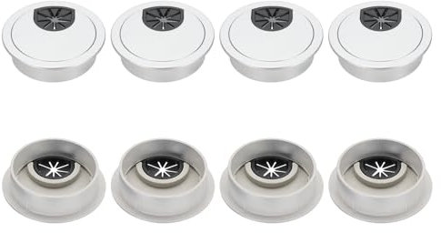 PATIKIL Passacavi Da Scrivania 50mm, 8pci Copertura Foro Cavi Scrivania Passacavi Organizzazione Cavi ABS Plastica Robusta Rotondo Per Cavi Mobile Scrivania Attrezzature Cablaggio,Argento